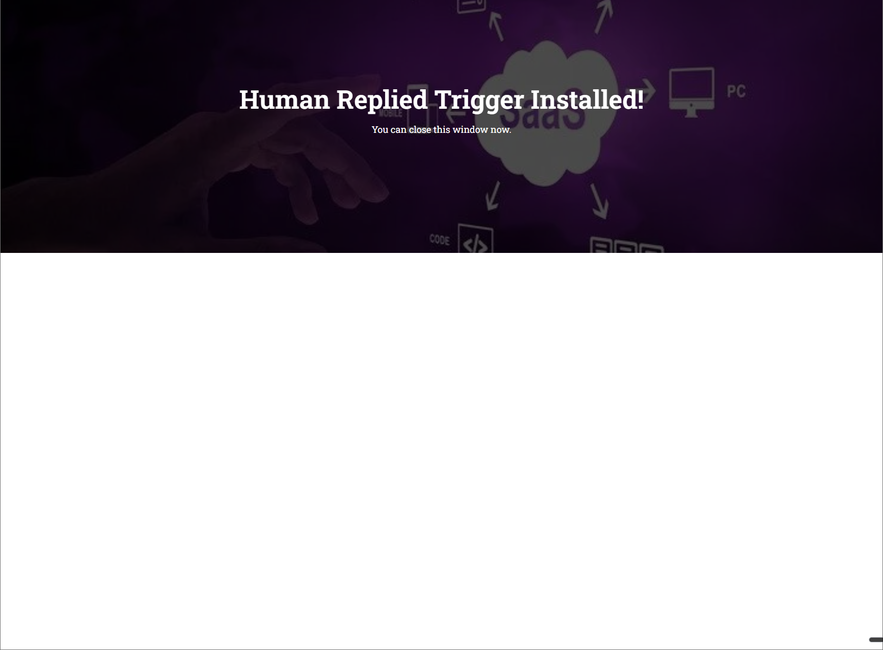 Success screen after installation